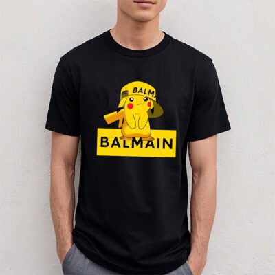 Pikachu Balmain Unisex T Shirt Cotton Tee TAT14336 4