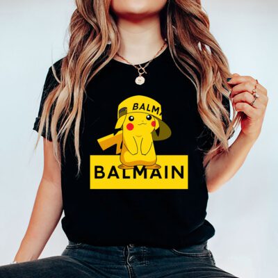 Pikachu Balmain Unisex T Shirt Cotton Tee TAT14336 5
