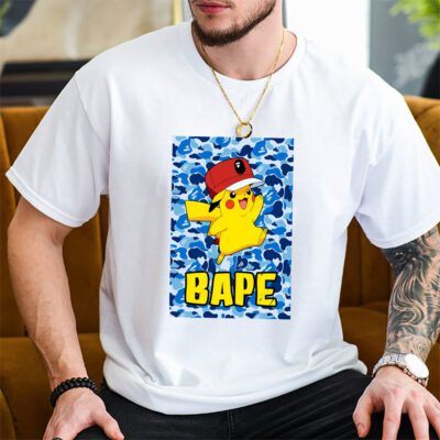 Pikachu Pokemon Bape Unisex T Shirt TAT5547 2