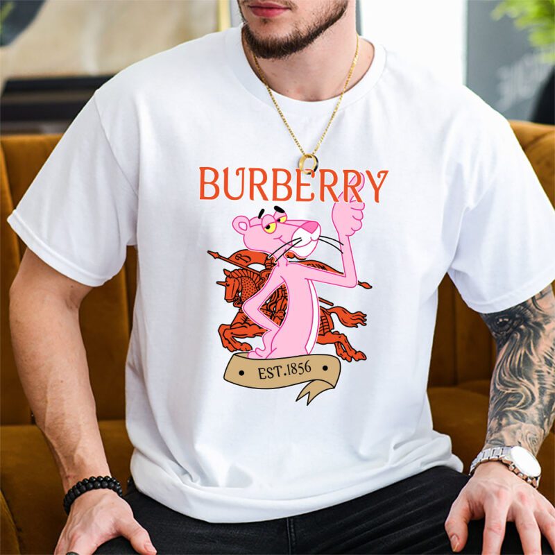 Pink Panther Burberry Unisex T Shirt Cotton Tee TAT8323 2