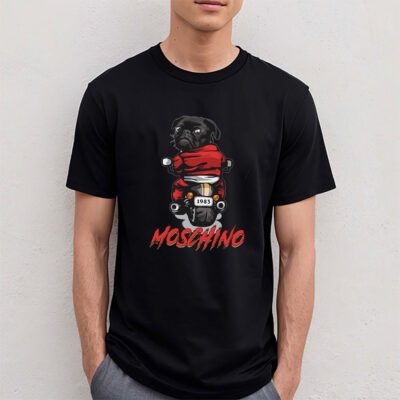 Pug Dog Riding A Motorcycle Moschino Unisex T Shirt TAT5535 4