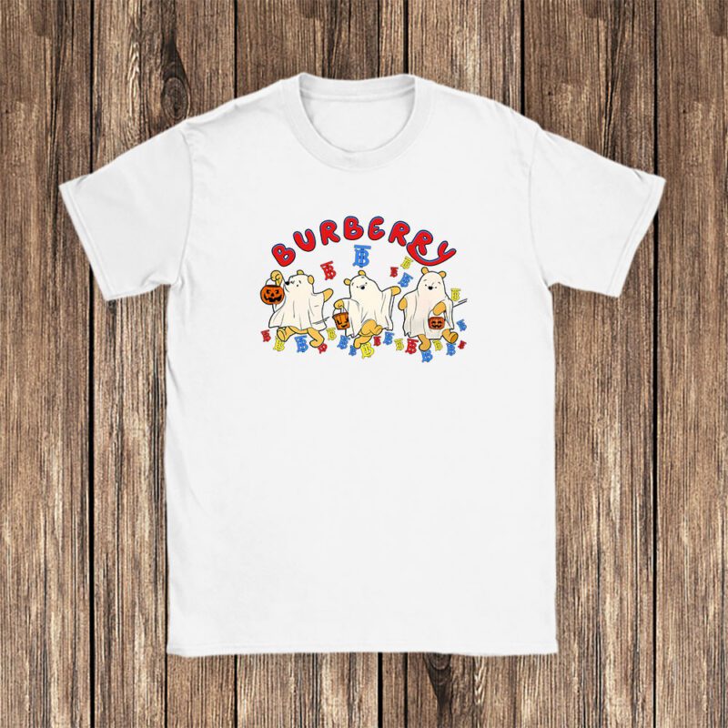 Retro Pooh Ghost Halloween Burberry Unisex T Shirt Cotton Tee TAT10113 1