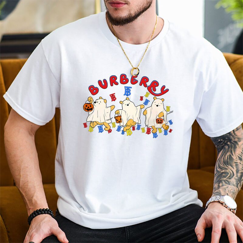 Retro Pooh Ghost Halloween Burberry Unisex T Shirt Cotton Tee TAT10113 2