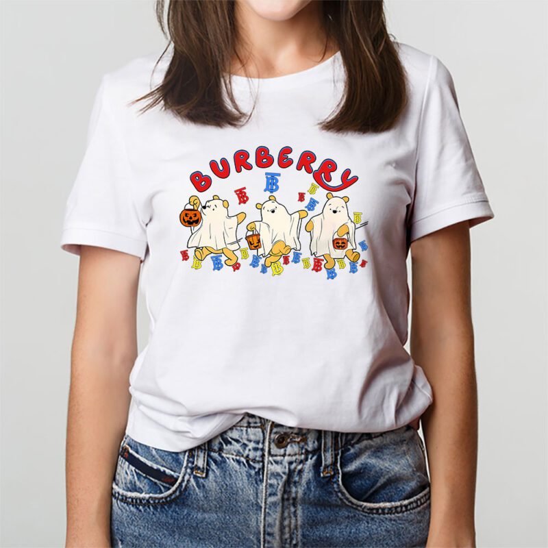 Retro Pooh Ghost Halloween Burberry Unisex T Shirt Cotton Tee TAT10113 3