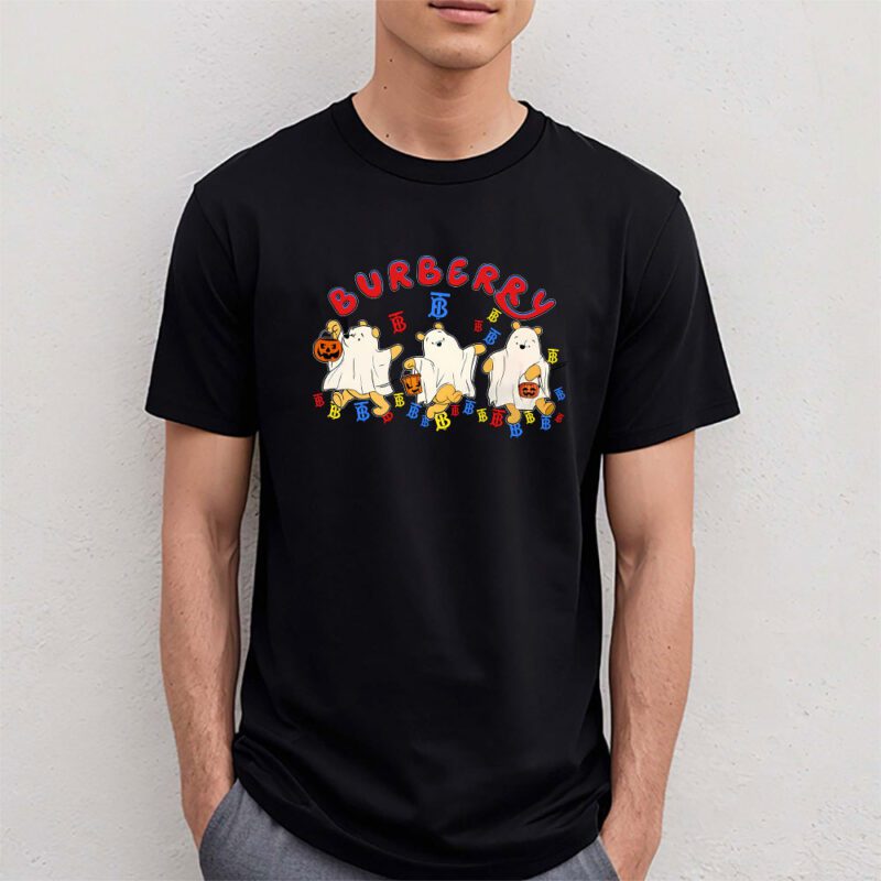 Retro Pooh Ghost Halloween Burberry Unisex T Shirt Cotton Tee TAT10113 4