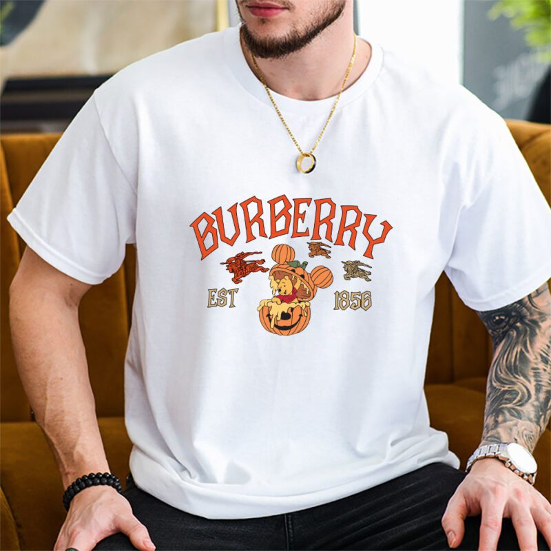 Retro Pooh Ghost Halloween Burberry Unisex T Shirt Cotton Tee TAT10114 2