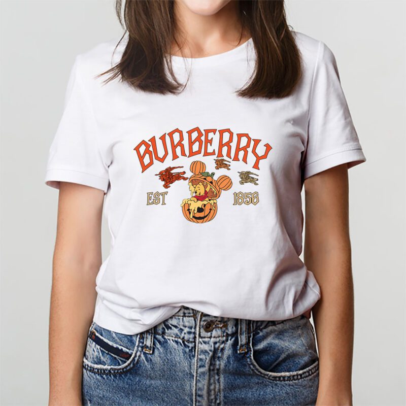 Retro Pooh Ghost Halloween Burberry Unisex T Shirt Cotton Tee TAT10114 3