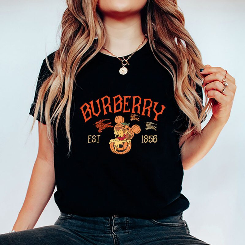 Retro Pooh Ghost Halloween Burberry Unisex T Shirt Cotton Tee TAT10114 5