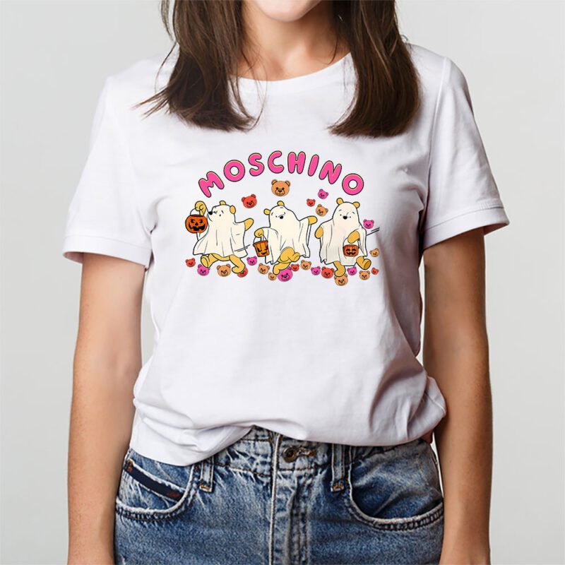 Retro Pooh Ghost Halloween Moschino Unisex T Shirt Cotton Tee TAT10125 3