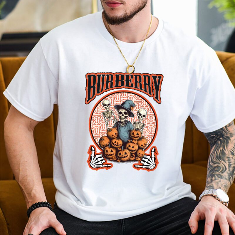 Retro Spooky Halloween Shirt Burberry Unisex T Shirt Cotton Tee TAT10130 2