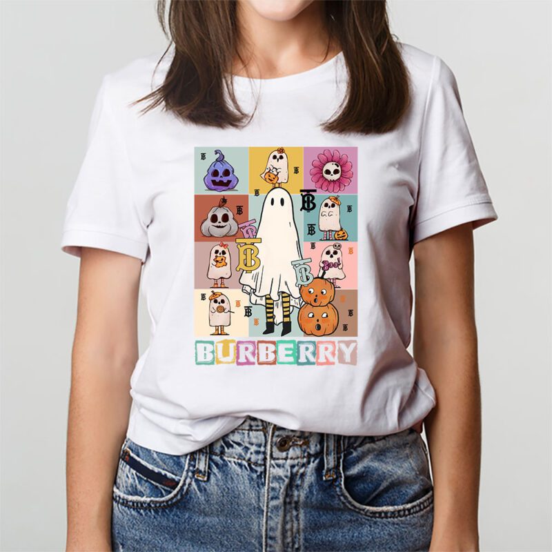 Retro Spooky Halloween Shirt Burberry Unisex T Shirt Cotton Tee TAT10131 3