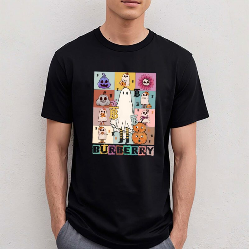 Retro Spooky Halloween Shirt Burberry Unisex T Shirt Cotton Tee TAT10131 4
