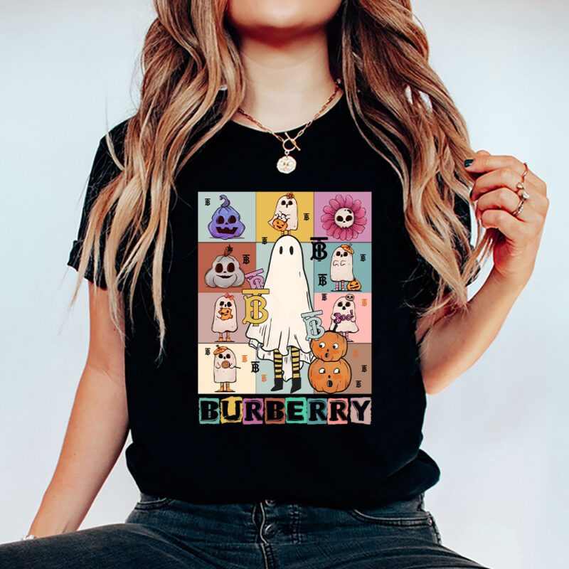 Retro Spooky Halloween Shirt Burberry Unisex T Shirt Cotton Tee TAT10131 5