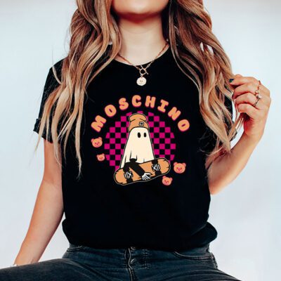 Retro Spooky Halloween Shirt Moschino Unisex T Shirt Cotton Tee TAT10170 5