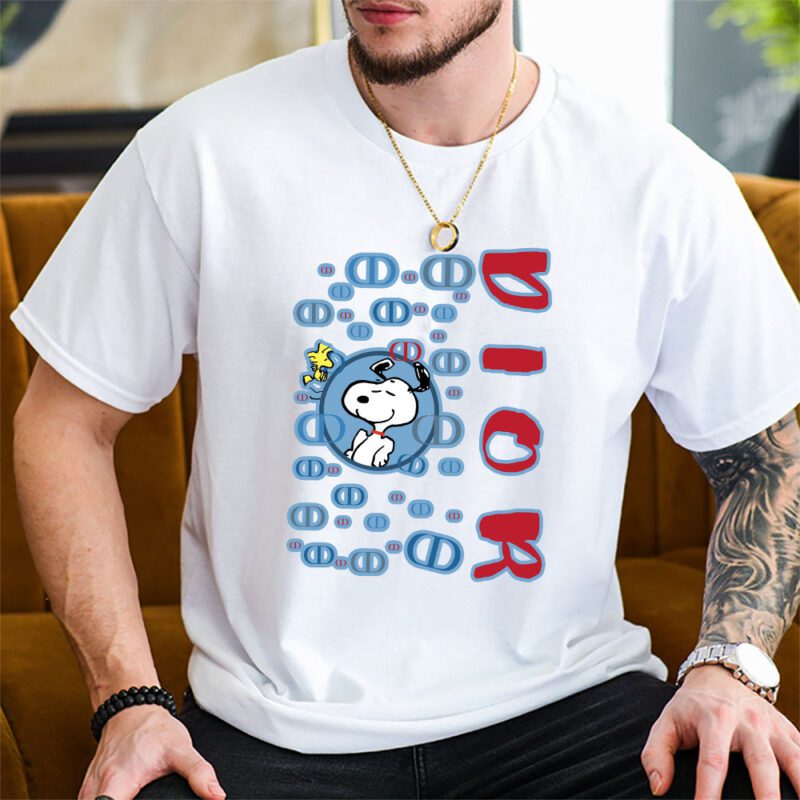 Snoopy Dior Unisex T Shirt Cotton Tee TAT8376 2
