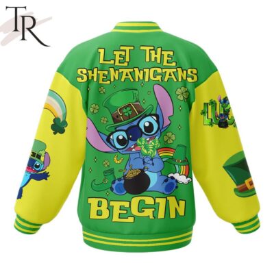 Stitch Let the Shenanigans Begin St. Patrick's Day Baseball Jacket TBJ1148 1 Stitch Let the Shenanigans Begin St. Patricks Day Baseball Jacket TBJ1148 1