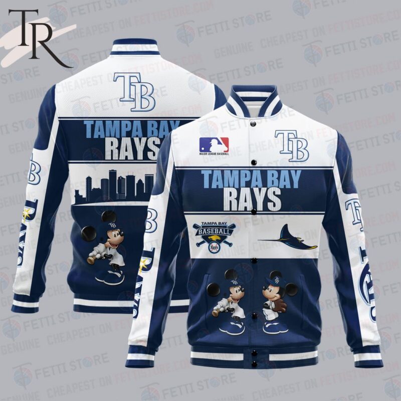 Tampa Bay Rays City And Logo Pattern Print Varsity Jacket Baseball Jacket TBJ1152