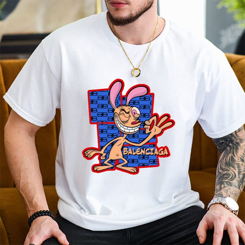 The Ren Stimpy Show Balenciaga Unisex T Shirt Cotton Tee TAT7428 2