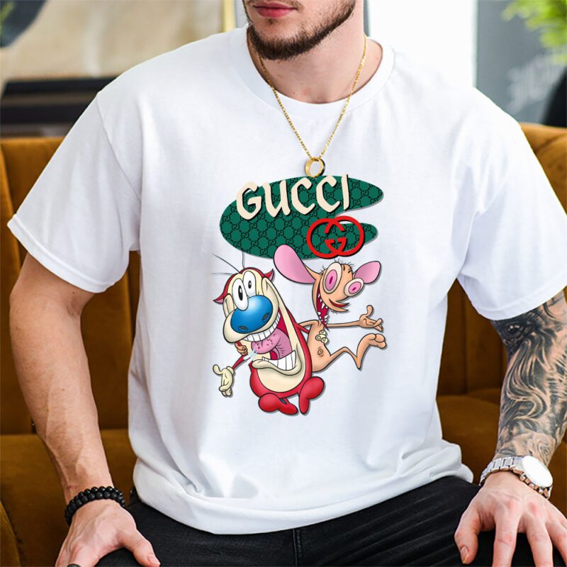 The Ren Stimpy Show Gucci Brand Unisex T Shirt Cotton Tee TAT6601 2