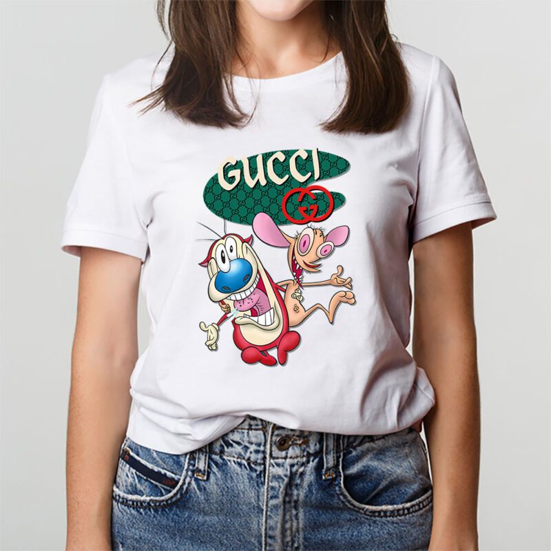 The Ren Stimpy Show Gucci Brand Unisex T Shirt Cotton Tee TAT6601 3