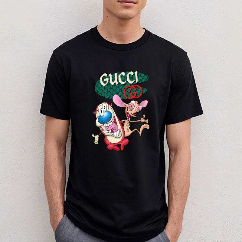 The Ren Stimpy Show Gucci Brand Unisex T Shirt Cotton Tee TAT6601 4