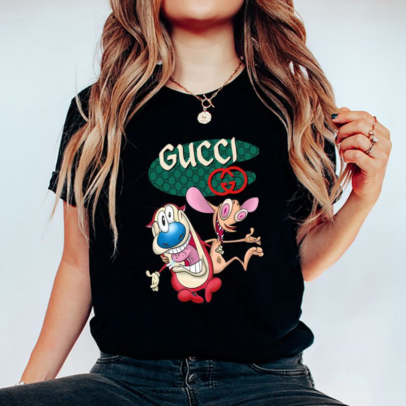 The Ren Stimpy Show Gucci Brand Unisex T Shirt Cotton Tee TAT6601 5