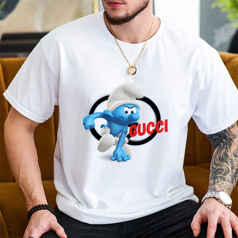 The Smurfs Gucci Unisex T Shirt Cotton Tee TAT7467 2