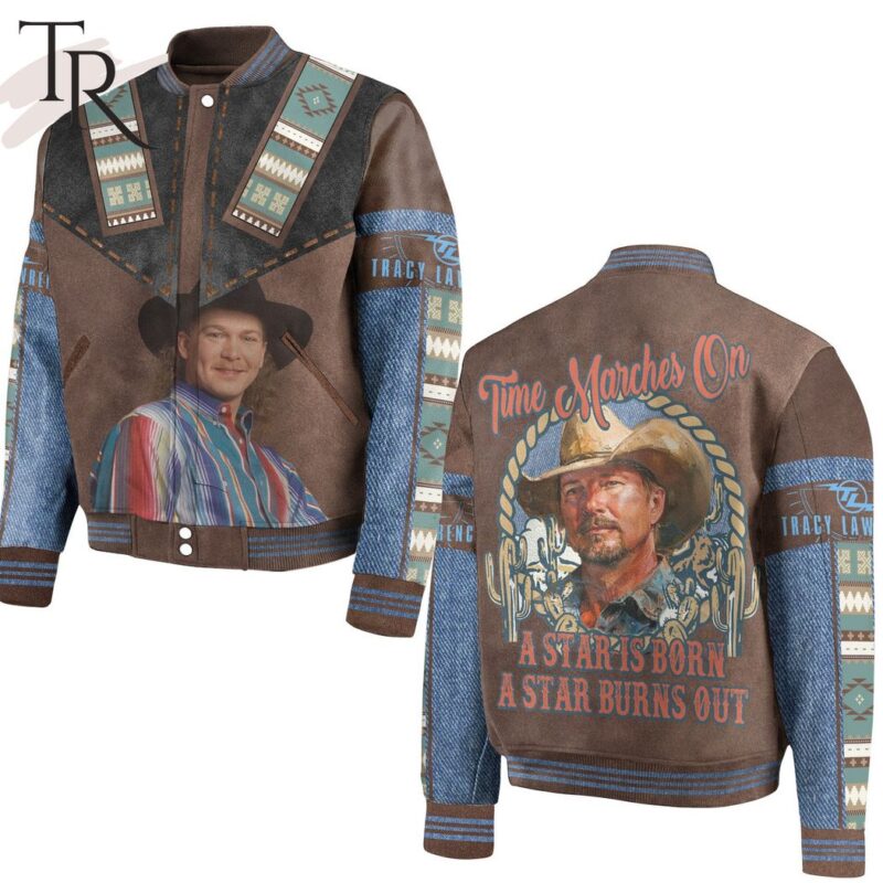 Tracy Lawrence Time Marches On A Star Is Born A Star Burns Out Baseball Jacket TBJ1160