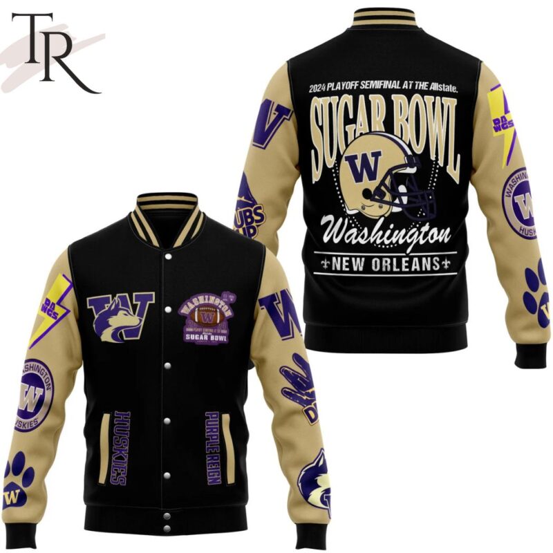 Washington Huskies Purple Reign 2024 Playoff Semifinal At The Allstate Suger Bowl New Orleans Baseball Jacket TBJ1166