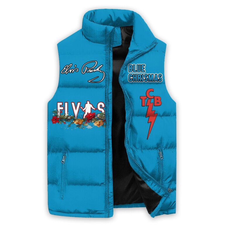 Blue Christmas Elvis Presley Sleeveless Coat Sleeveless Vest Gift For Fans CCS4097 1