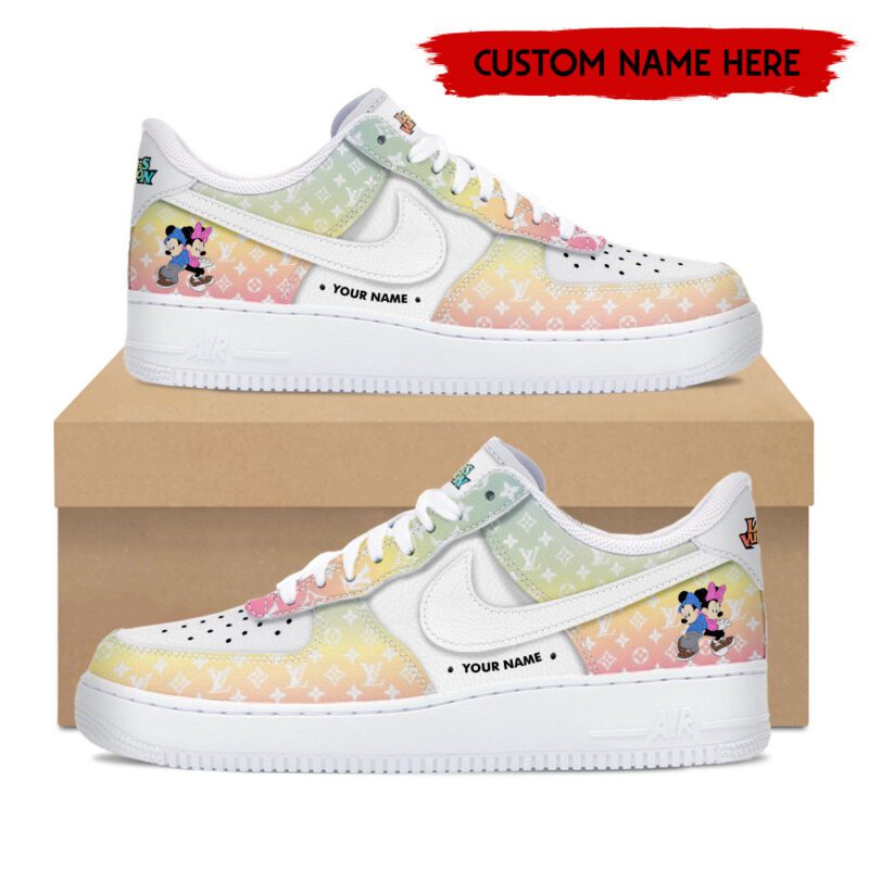 Louis Vuitton Mickey Minnie Rainbow  Luxury Air Force 1 Sneakers Limited AF1 Shoes OAF1028