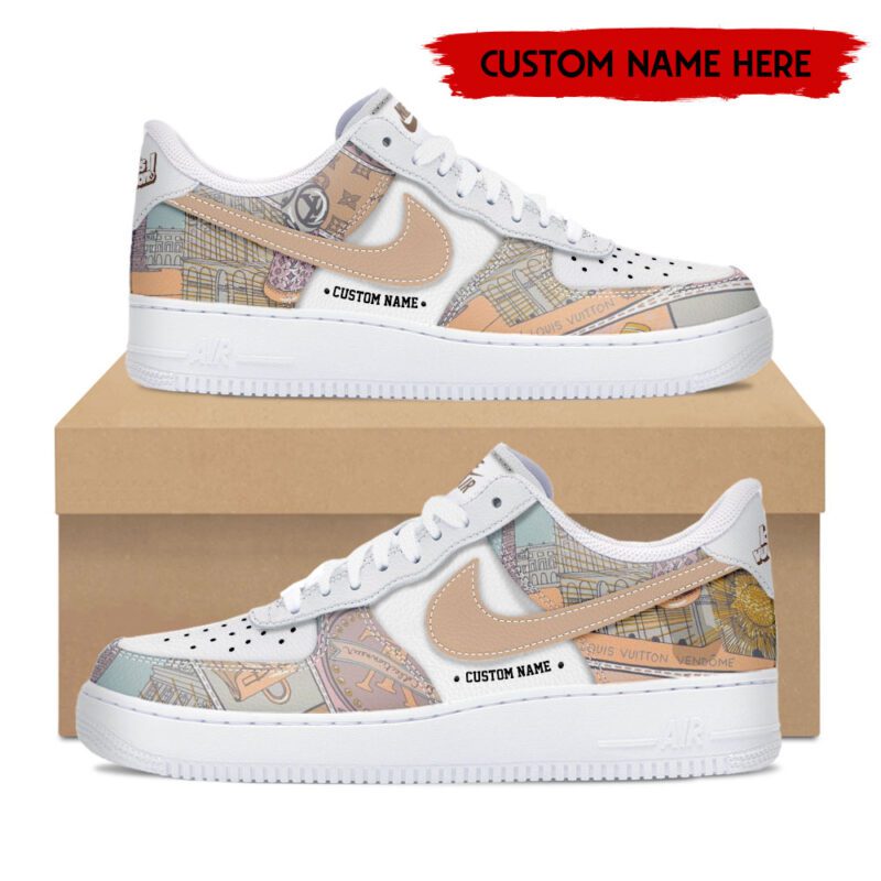 Louis Vuitton Pattern Luxury Air Force 1 Sneakers Limited AF1 Shoes OAF1031