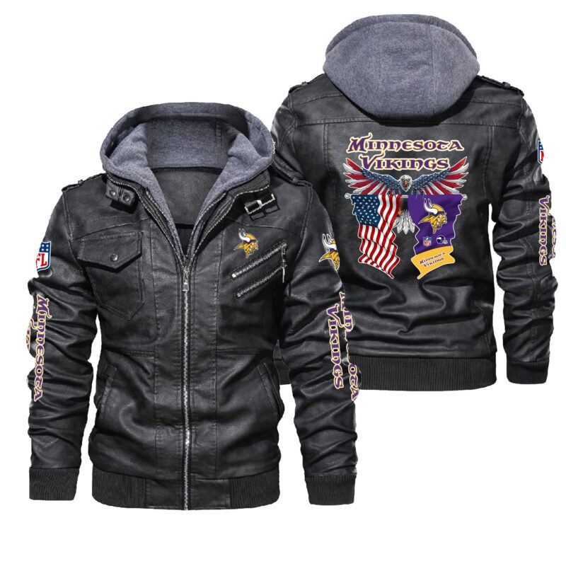 NFL Minnesota Vikings Eagle American flag 2d Leather Jacket LJ2012