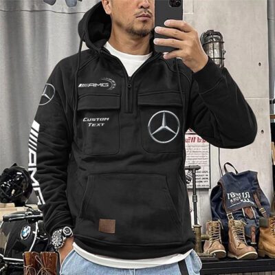 AMG Vintage Quarter Zip Hoodie Retro Hoodie LQZ1227 1