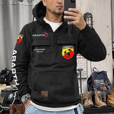 Abarth Vintage Quarter Zip Hoodie Retro Hoodie LQZ1246 1