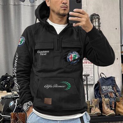 Alfa Romeo Vintage Quarter Zip Hoodie Retro Hoodie LQZ1072 1