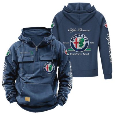 Alfa Romeo Vintage Quarter Zip Hoodie Retro Hoodie LQZ1092 2 Alfa Romeo Vintage Quarter Zip Hoodie Retro Hoodie LQZ1092 2