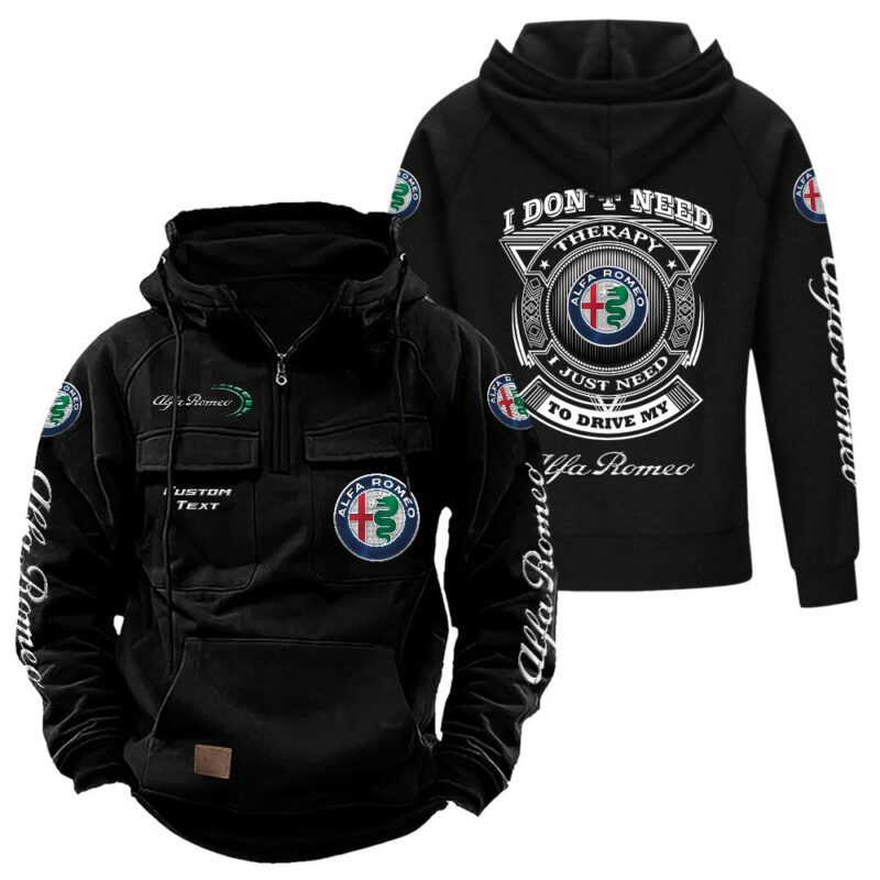 Alfa Romeo Vintage Quarter Zip Hoodie Retro Hoodie LQZ1297