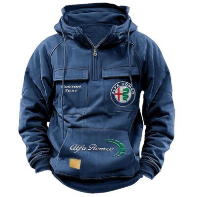 Alfa Romeo Vintage Quarter Zip Hoodie Retro Hoodie LQZ1501 2 Alfa Romeo Vintage Quarter Zip Hoodie Retro Hoodie LQZ1501 2