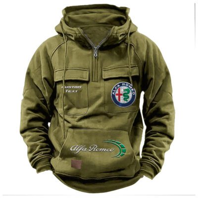 Alfa Romeo Vintage Quarter Zip Hoodie Retro Hoodie LQZ1501 3 Alfa Romeo Vintage Quarter Zip Hoodie Retro Hoodie LQZ1501 3
