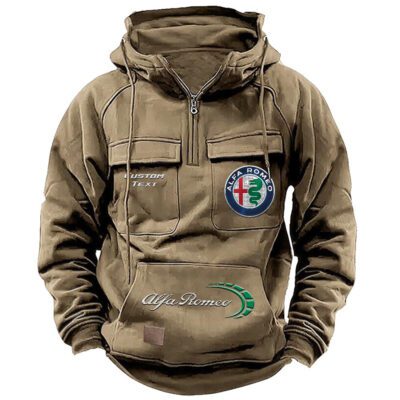 Alfa Romeo Vintage Quarter Zip Hoodie Retro Hoodie LQZ1501 4 Alfa Romeo Vintage Quarter Zip Hoodie Retro Hoodie LQZ1501 4