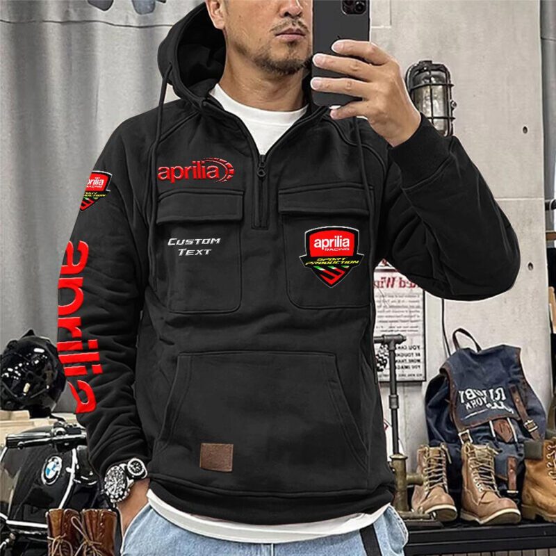 Aprilia Vintage Quarter Zip Hoodie Retro Hoodie LQZ1191 1