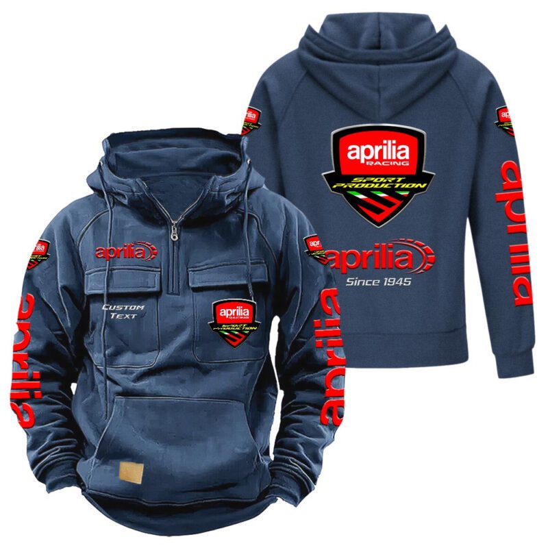 Aprilia Vintage Quarter Zip Hoodie Retro Hoodie LQZ1328 2
