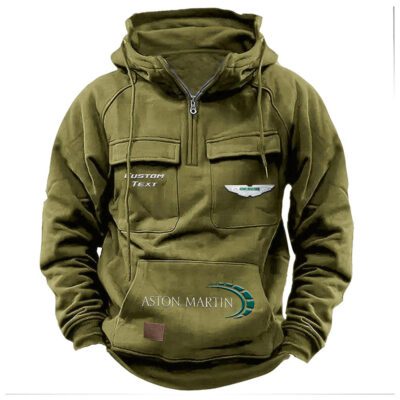 Aston Martin Vintage Quarter Zip Hoodie Retro Hoodie LQZ1436 3