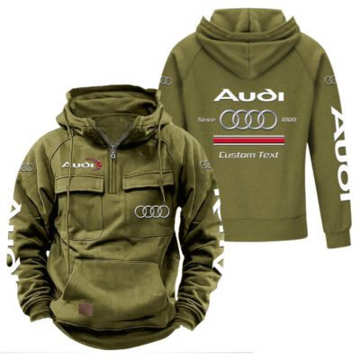 Audi Vintage Quarter Zip Hoodie Retro Hoodie LQZ1131 3 Audi Vintage Quarter Zip Hoodie Retro Hoodie LQZ1131 3