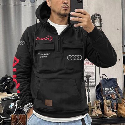 Audi Vintage Quarter Zip Hoodie Retro Hoodie LQZ1366 1