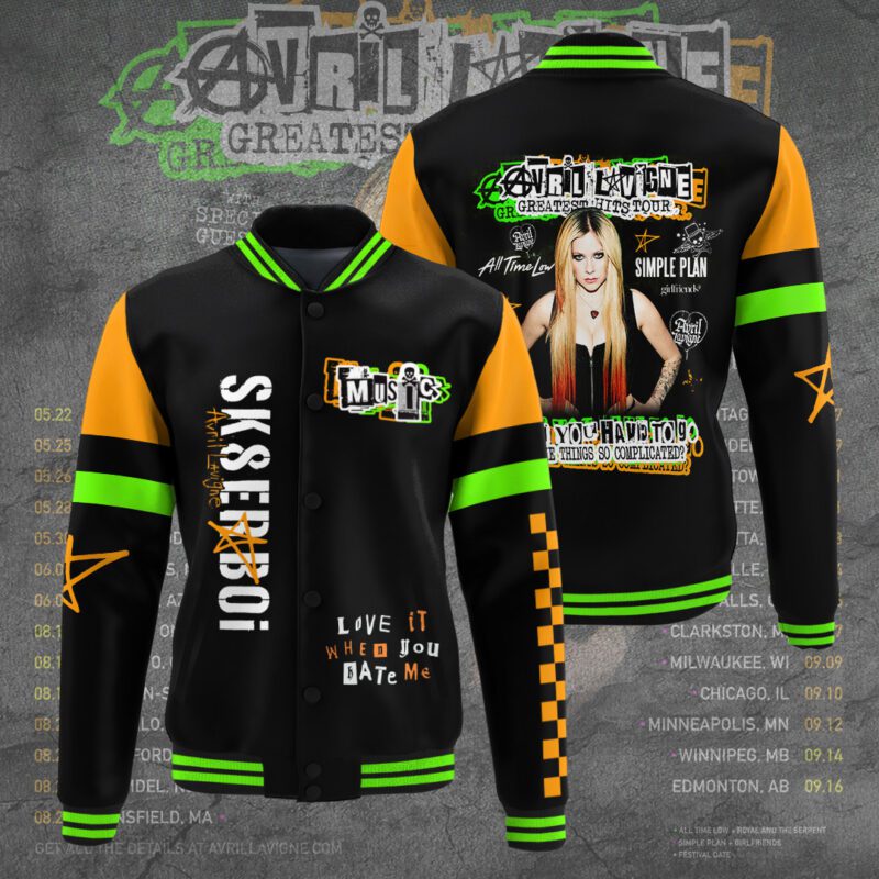 Avril Lavigne Music Baseball Jacket For Fan CFB1268