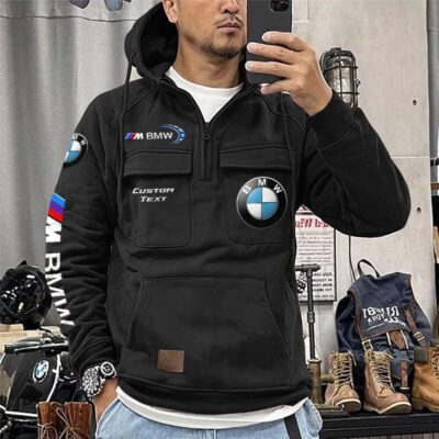 BMW M Vintage Quarter Zip Hoodie Retro Hoodie LQZ1341 1