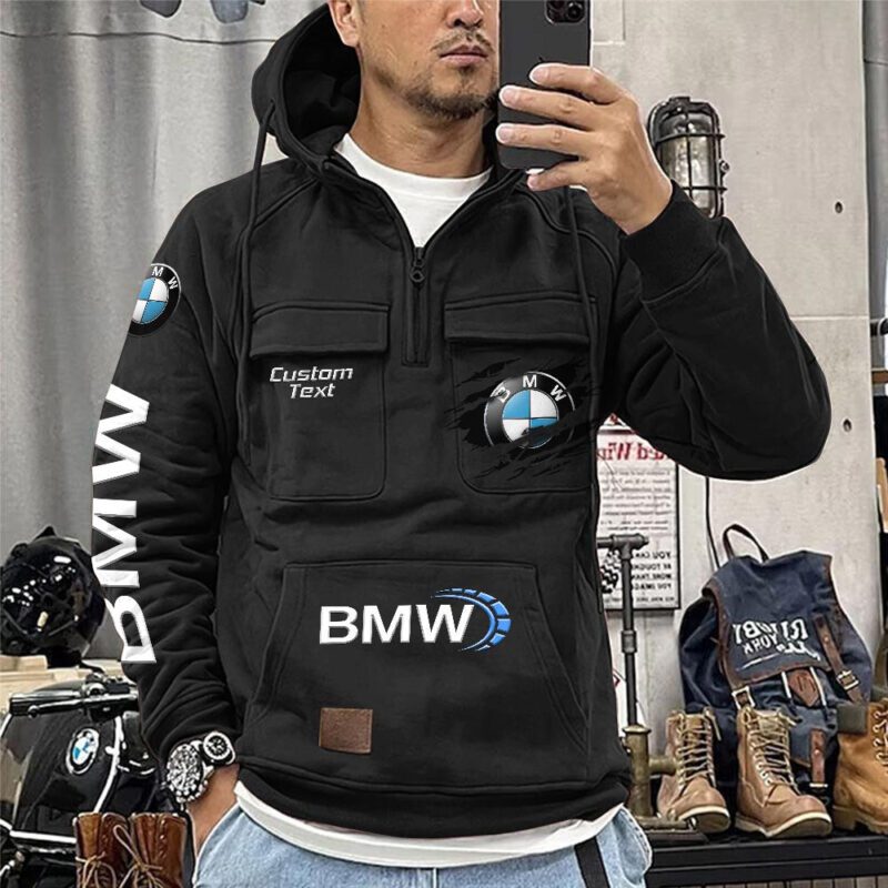BMW Vintage Quarter Zip Hoodie Retro Hoodie LQZ1046 1