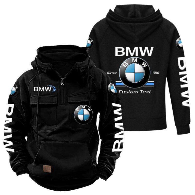 BMW Vintage Quarter Zip Hoodie Retro Hoodie LQZ1155